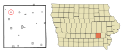 Keokuk County Iowa Incorporated and Unincorporated areas Thornburg Highlighted.svg