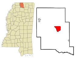 Marshall County Mississippi Incorporated and Unincorporated areas Holly Springs Highlighted.svg