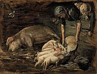 Max Liebermann - Schweinekoben, Wochenstube