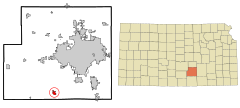 Sedgwick County Kansas Incorporated and Unincorporated areas Clearwater Highlighted.svg