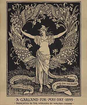 Archivo:Walter Crane - A Garland for May Day 1895, original relief print