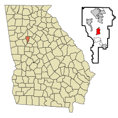Clayton County Georgia Incorporated and Unincorporated areas Jonesboro Highlighted.svg