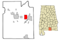 Covington County Alabama Incorporated and Unincorporated areas Babbie Highlighted