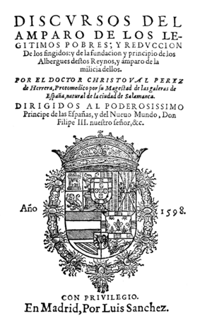 Archivo:Cristóbal Pérez de Herrera (1598) Discursos del amparo de los legitimos pobres