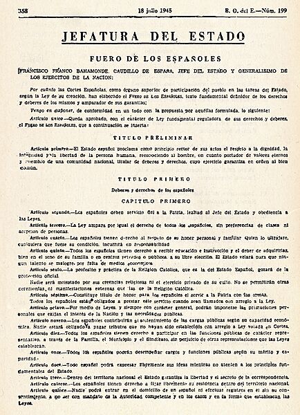Fuero de los Españoles BOE