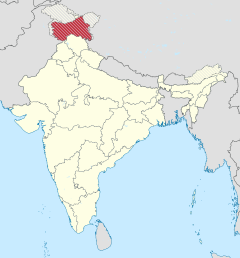 Jammu and Kashmir in India in 2019 (de-facto +claimed hatched) (disputed hatched).svg