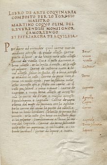 Maestro Martino Libro de arte coquinaria L of C first page.jpg