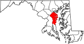 Map of Maryland highlighting Anne Arundel County.svg