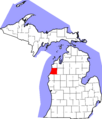 Map of Michigan highlighting Manistee County