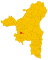 Map of comune of Tiana (province of Nuoro, region Sardinia, Italy) - 2016