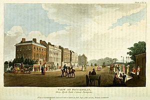 Archivo:Piccadilly from Hyde Park Corner Turnpike, from Ackermann's Repository, 1810