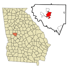 Upson County Georgia Incorporated and Unincorporated areas Thomaston Highlighted.svg