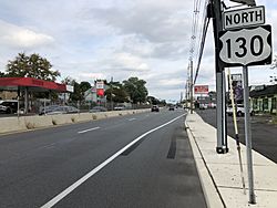 2018-10-01 16 00 47 View north along U.S. Route 130 and Camden County Route 551 Spur (Crescent Boulevard) just north of New Jersey State Route 47 and Camden County Route 551 (Delsea Drive) in Brooklawn, Camden County, New Jersey.jpg