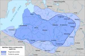 Archivo:Baltiškos kilmės vandenvardžių paplitimas