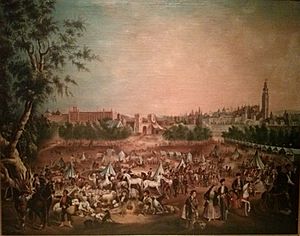 Archivo:Feria de Sevilla, 1852. Agustín Larra. Óleo sobre lienzo 83x104 cms.