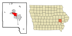 Johnson County Iowa Incorporated and Unincorporated areas Coralville Highlighted.svg