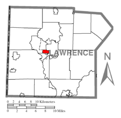 Map of Oakland, Lawrence County, Pennsylvania Highlighted.png