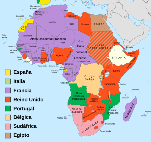 Mapa del África colonial (1947)