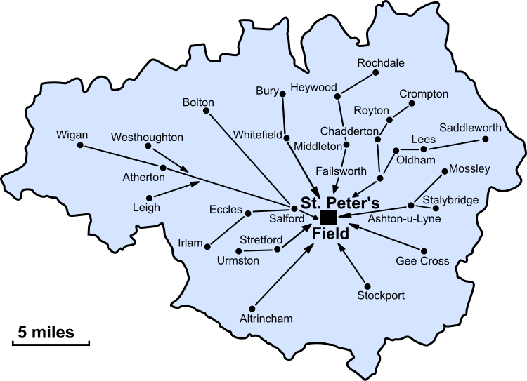 Peterloo contingents map