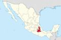 Puebla in Mexico (location map scheme)