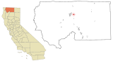 Siskiyou County California Incorporated and Unincorporated areas Montague Highlighted.svg