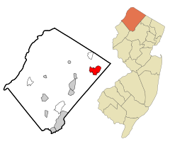 Sussex County New Jersey Incorporated and Unincorporated areas Highland Lake Highlighted.svg