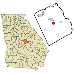 Wilkinson County Georgia Incorporated and Unincorporated areas Irwinton Highlighted.svg