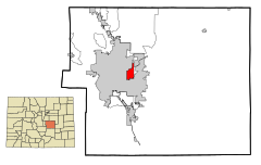 El Paso County Colorado Incorporated and Unincorporated areas Cimarron Hills Highlighted.svg