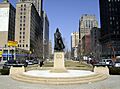 Macomb standing guard over Washington Blvd., Detroit
