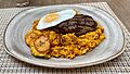 Majadito con carne de res