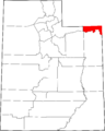 Map of Utah highlighting Daggett County