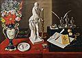 Mesa Revuelta (Bodegón con Cristo y objetos de escritorio) - Agustín Arrieta - 1850 - Museo José Luis Bello y Zetina,