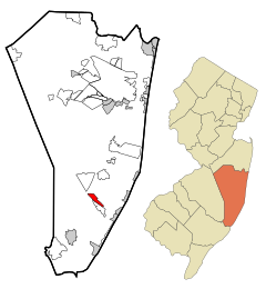 Ocean County New Jersey Incorporated and Unincorporated areas Manahawkin Highlighted.svg