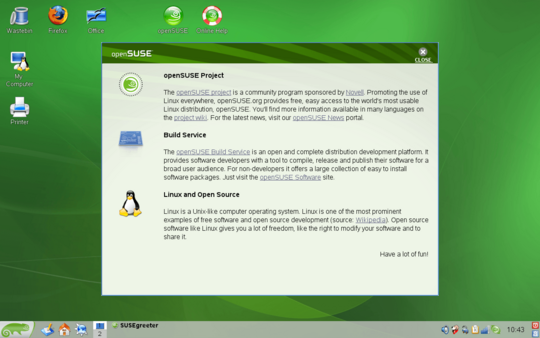 Opensuse 10.3 first-boot