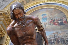 Sculpture of Jesus tied to the column