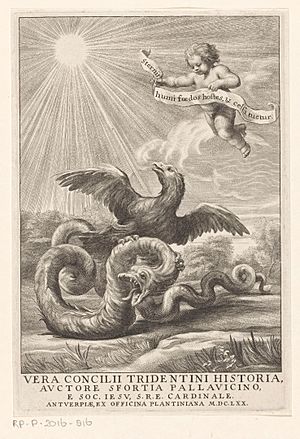 Archivo:Adelaar en slang Titelpagina voor Sforza Pallavicino, Vera concilii tridentini historia, 1670, RP-P-2016-816