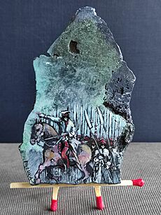 Archivo:Bitwa pod Racławicami 132x77 mm. Artysta Wojciech Łuka 13.7.2023. Eksponat Muzeum Miniaturowej Sztuki Profesjonalnej Henryk Jan Dominiak w Tychach