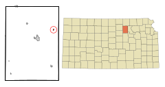 Clay County Kansas Incorporated and Unincorporated areas Green Highlighted.svg