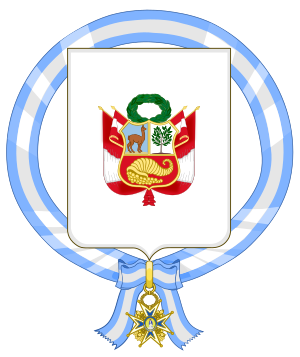 Archivo:Coat of Arms of José Luis Bustamante y Rivero, Fernando Belaúnde Terry and Manuel Arturo Odría Amoretti (Order of Charles III)