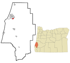 Coos County Oregon Incorporated and Unincorporated areas Bunker Hill Highlighted.svg