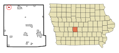 Dallas County Iowa Incorporated and Unincorporated areas Dawson Highlighted.svg