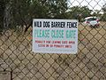 Dingo Barrier fence sign, near Bell, Queensland