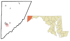 Garrett County Maryland Incorporated and Unincorporated areas Loch Lynn Heights Highlighted.svg