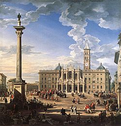 Archivo:Giovanni Paolo Pannini - The Piazza and Church of Santa Maria Maggiore - WGA16974