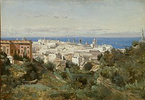 Archivo:Jean-Baptiste-Camille Corot - Vue de Gênes (1834)