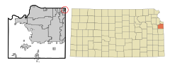 Johnson County Kansas Incorporated and Unincorporated areas Mission Woods Highlighted.svg