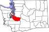 Mapa de Washington con la ubicación del condado de Pierce