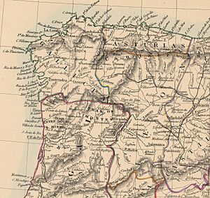 Archivo:Spain and Portugal in provinces. 1838. Philip Smith (detalle noroeste)