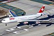 Swiss Airbus A340-313 about to touch down at LAX.jpg