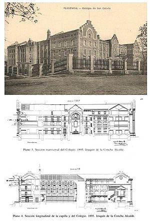 Archivo:Colegio San Calixto en Plasencia (Cáceres) (Proyecto y Dibujo de la fachada)